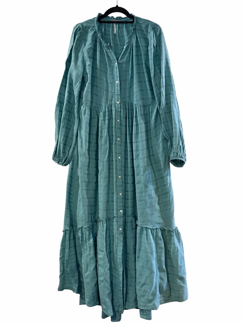 Free People Teal Button-Front Maxi Dress